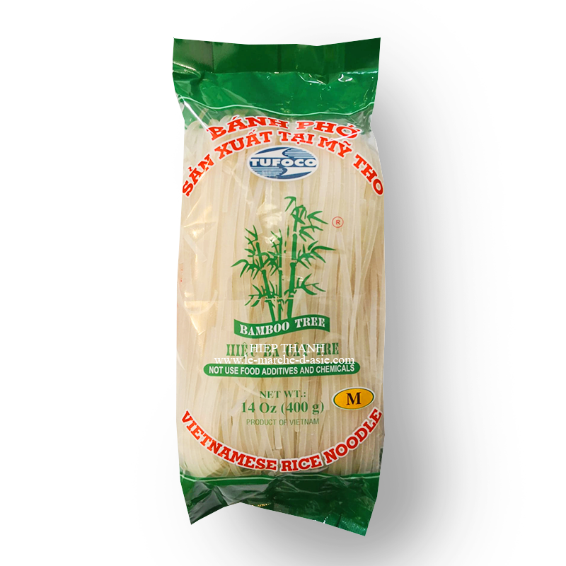 Vermicelles de riz, Bánh phở, M (3mm), 400g,  Bamboo tree Hiệu Ba Cây Tre, sachet de face