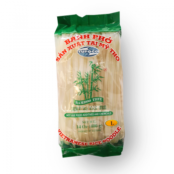 Vermicelles de riz, Bánh phở, L (5mm), 400g,  Bamboo tree Hiệu Ba Cây Tre, sachet de face
