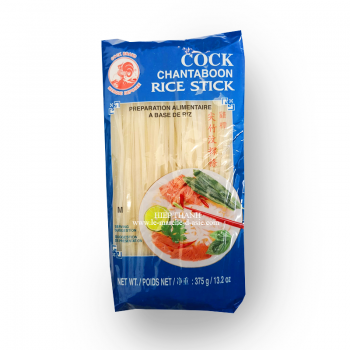 Vermicelles de riz, M (3mm), 375g, Cock Brand, sachet de face Vermicelles de riz, M (3mm), 375g, Cock Brand, sachet de face