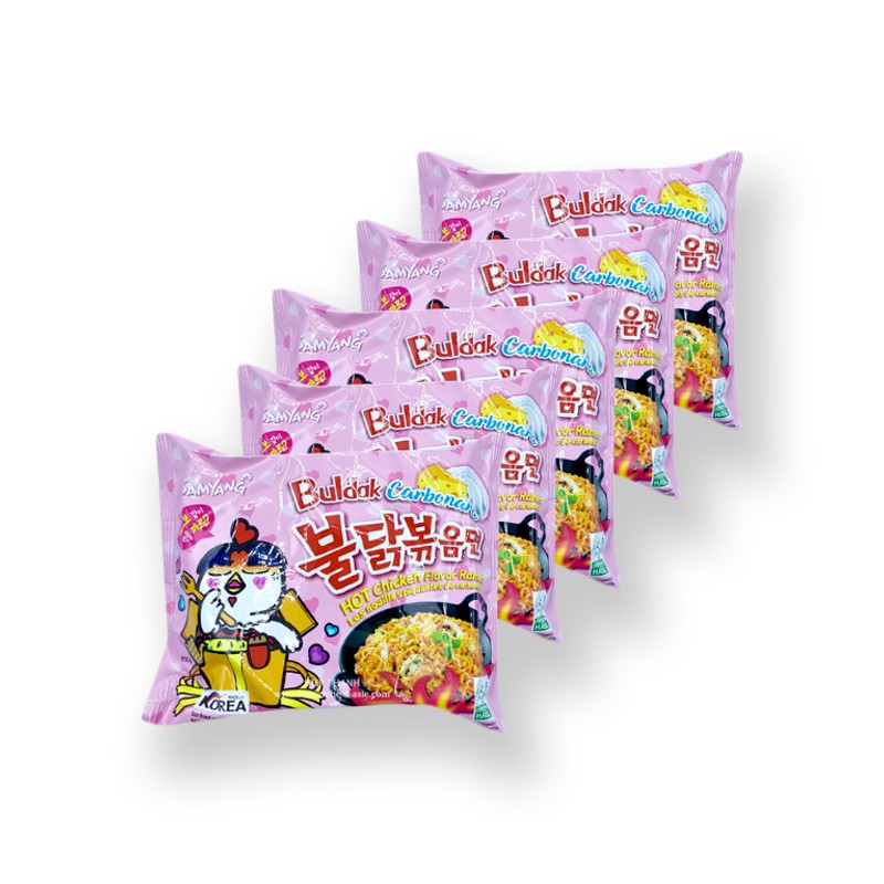 Lot de 5 nouilles instantanées - Hot Chicken Buldak Carbonara - SamYang Lot de 5 nouilles instantanées - Hot Chicken Buldak Carbonara - SamYang