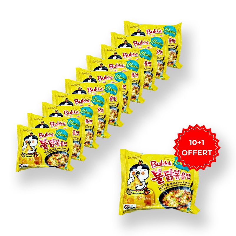 Lot de 10 nouilles (+ 1 paquet offert) Samyang saveur cheese