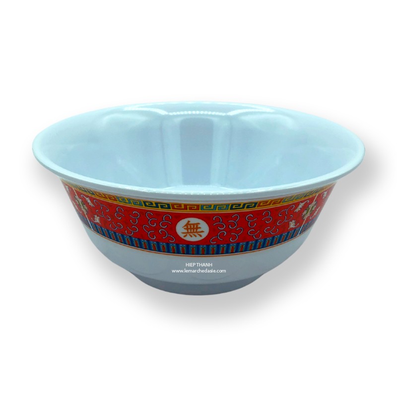 grand bol chinois évasé pour soupe et ramen en mélamine motif rouge