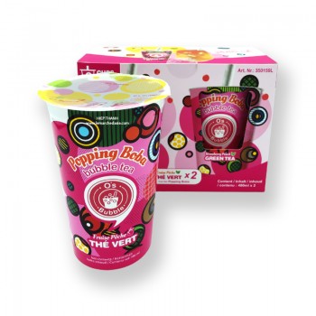 Lot de 2 bubble tea saveur fraise et pêche