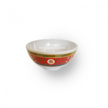 Petit bol chinois pour riz en mélamine 11cm - motif rouge - 2028